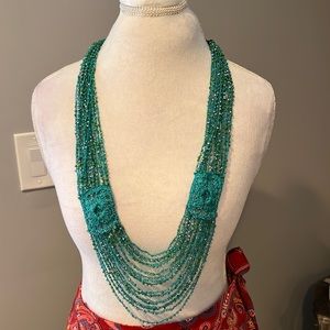 NWT beautiful, bohemian beaded, and rope necklace